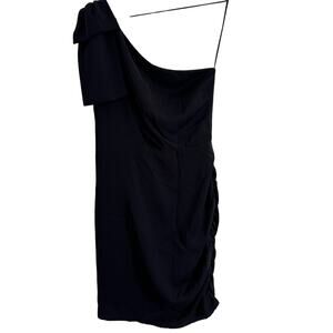 Lena Black Ruched One Shoulder Dress Size Small Asymmetrical